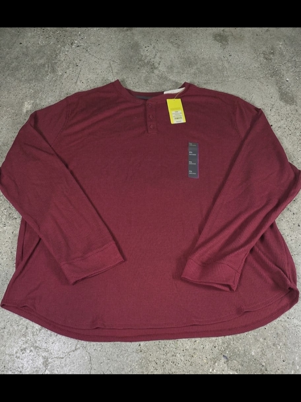 all in motion Men's Long-Sleeve Henley - Burgundy Size XXL